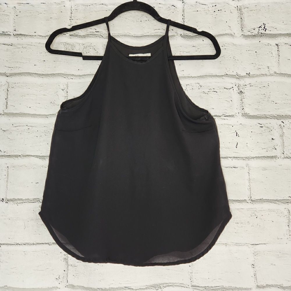 Abercrombie & Fitch High Neck Solid Black Fit And Flare Tank Top Womens Small